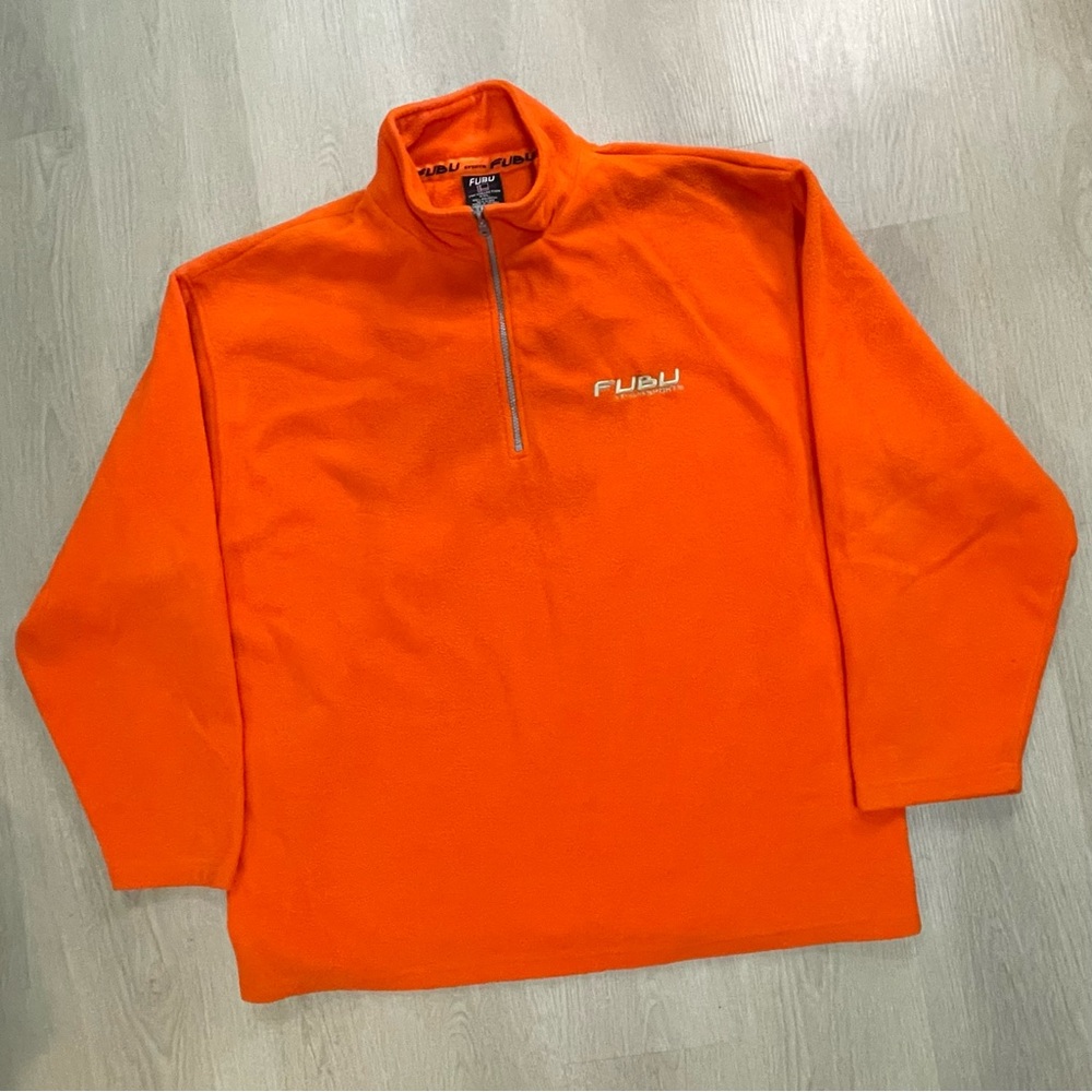 WORN FUBU Extreme Sports Quarter Zip Fleece Orange